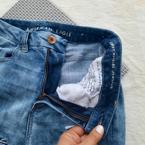 AEO American Eagle Curvy Hi Rise Jegging Distressed Skinny Jeans 6 Regular - Picture 11 of 11